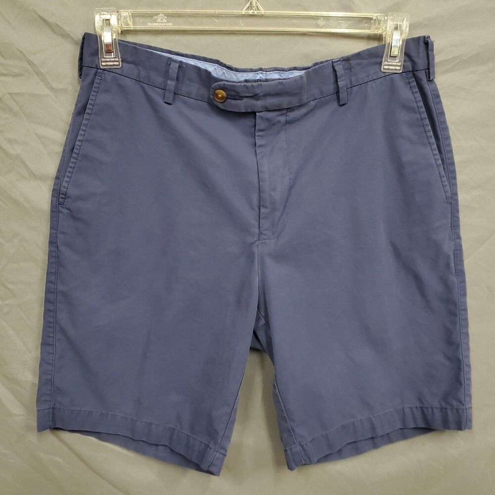 Peter Millar Mens Blue Chino Shorts Size 33 Flat Front Casual Summer